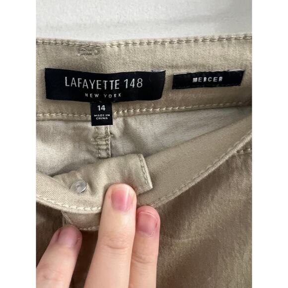 Lafayette 148 New York Stretch Mercer Ankle Slim Pant, Tan size 14 - Picture 5 of 6